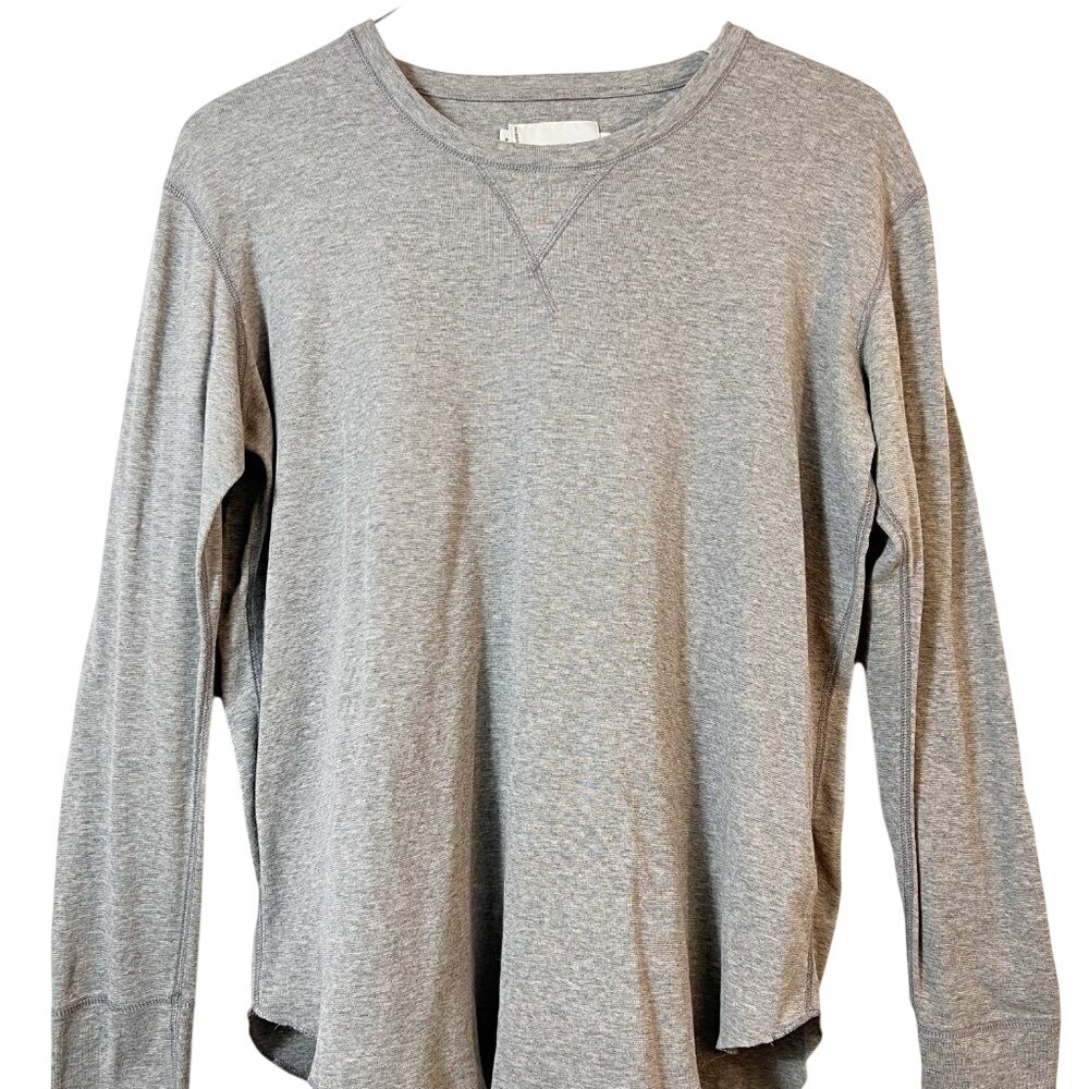 Wings + Horns Revolve V-Needle Gray Crew Melange Long Sleeve Men's T-Shirt L